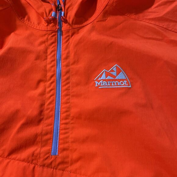 Marmot ‘96 Active Anorak Hooded Jacket Size XL Red Sustainable Water Resistant - Picture 3 of 10